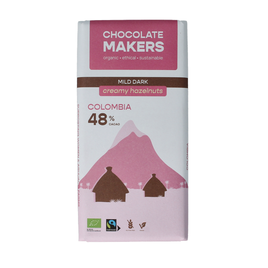 Chocolatemakers Colombia dark hazelnut creme 48% bio 80 Gram