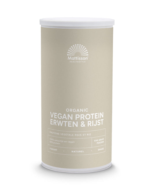 Mattisson Vegan protein erwten & rijst naturel bio 500.00 Gram