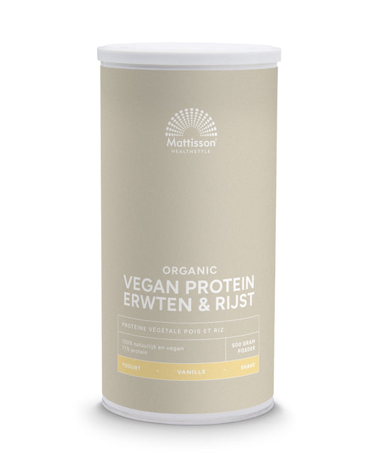 Mattisson Vegan protein erwten & rijst vanille bio 500.00 Gram