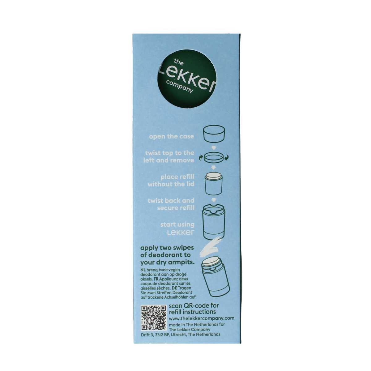 Lekker Company Deodorant refill starter be active 40.00 Gram