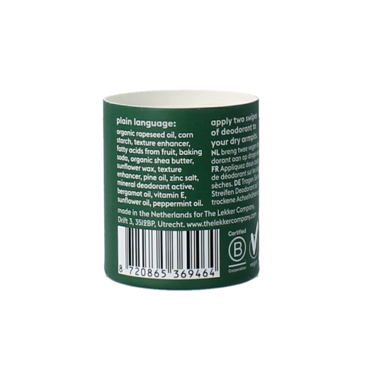 Lekker Company Deodorant refill be active 40.00 Gram