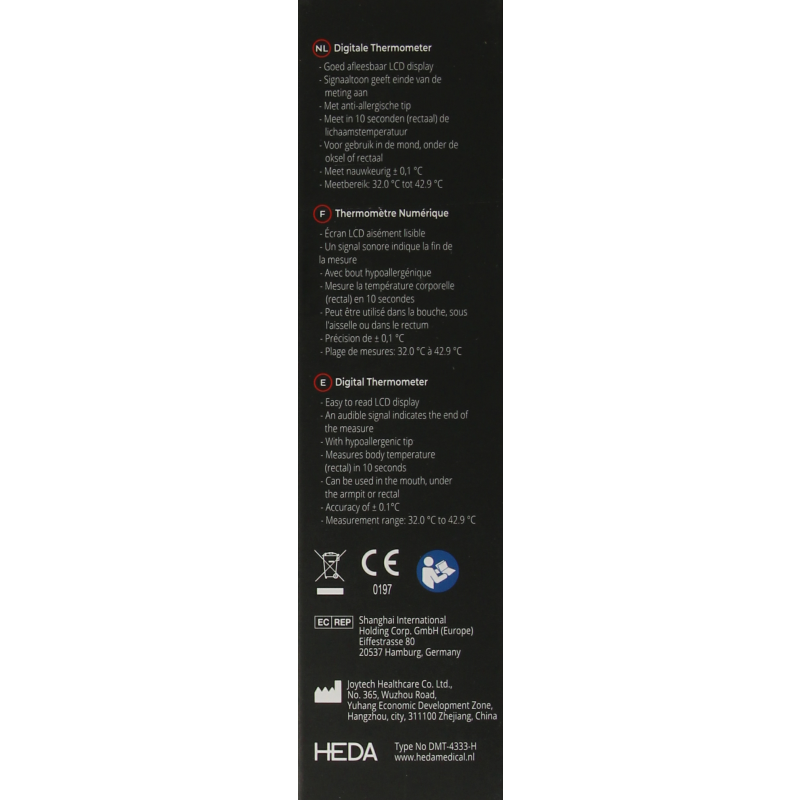 HEDA Thermometer luxe 10 seconden 1 Stuks
