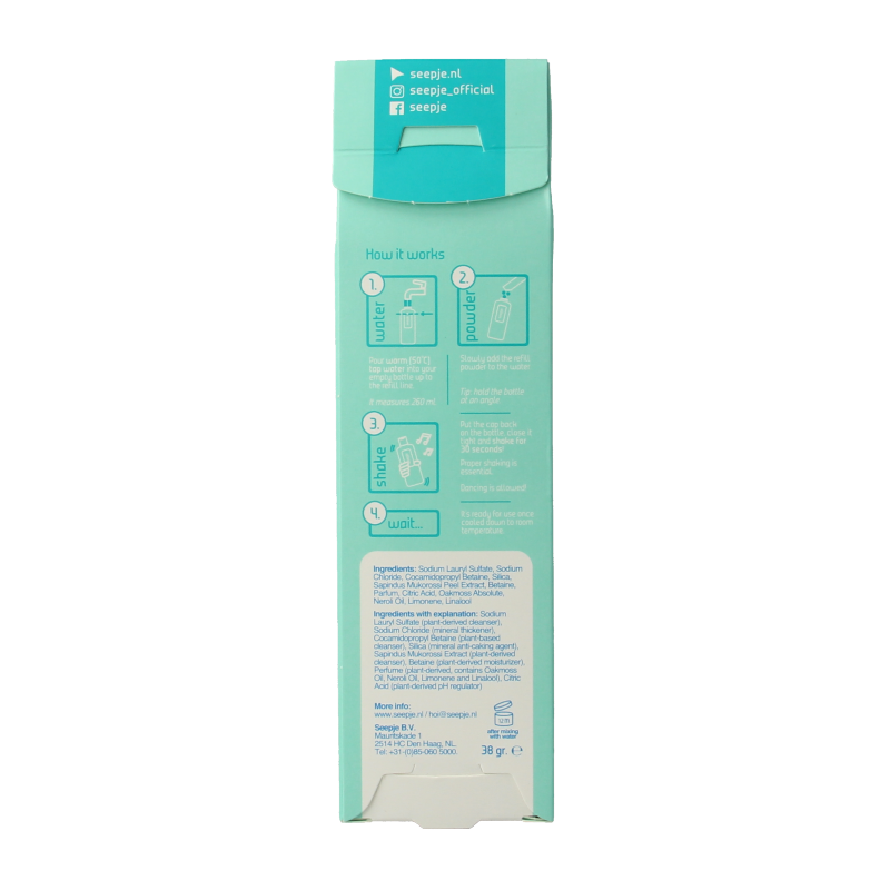 Seepje Showergel oakmoss and neroli navulling 38 Gram