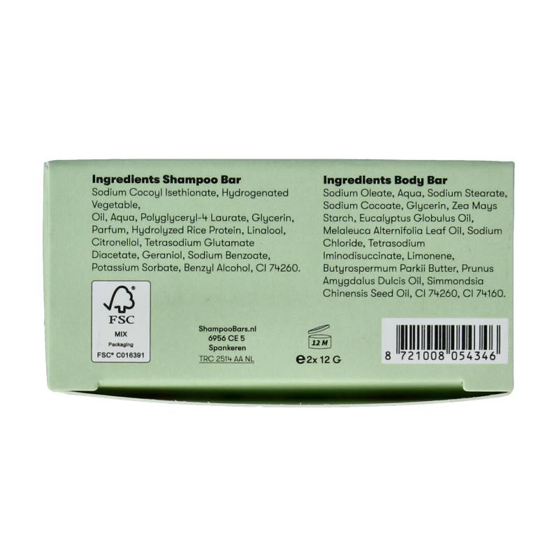 Shampoobars Mini shampoo & body bar aloe vera & komkommer 20 Gram