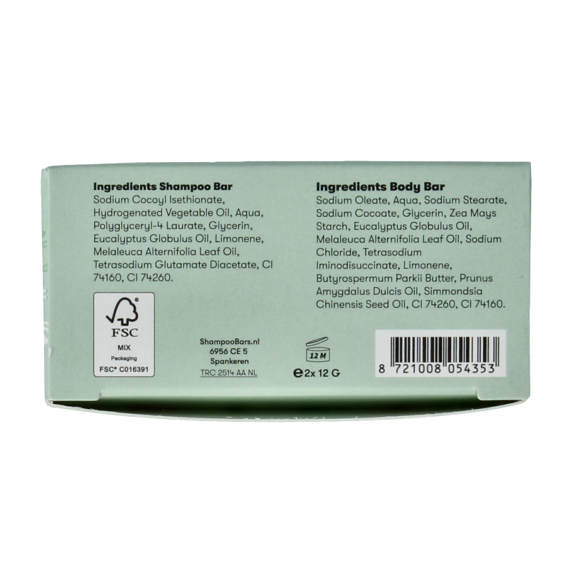 Shampoobars Mini shampoo & body bar eucalyptus & tea tree 20 Gram