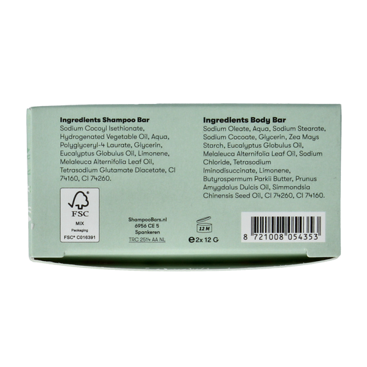 Shampoobars Mini shampoo & body bar eucalyptus & tea tree 20.00 Gram