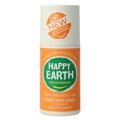 Happy Earth Pure deo roll-on rose petitgrain 75.00 Milliliter
