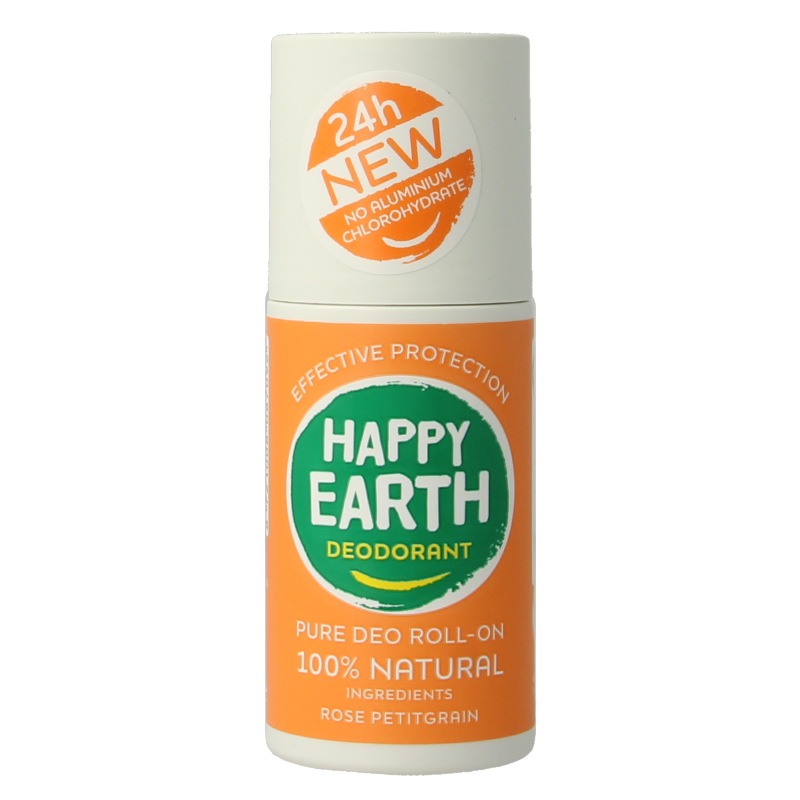Happy Earth Pure deo roll-on rose petitgrain 75 Milliliter
