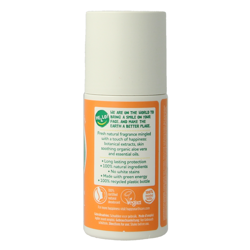 Happy Earth Pure deo roll-on rose petitgrain 75 Milliliter