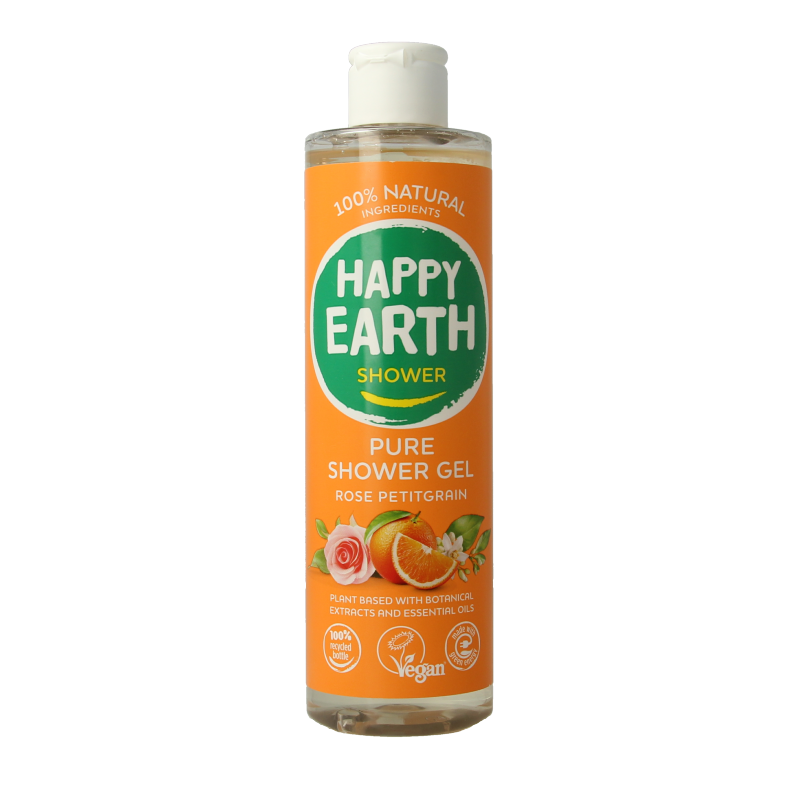 Happy Earth Pure showergel rose petitgrain 300 Milliliter