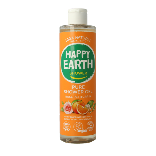 Happy Earth Pure showergel rose petitgrain 300 Milliliter