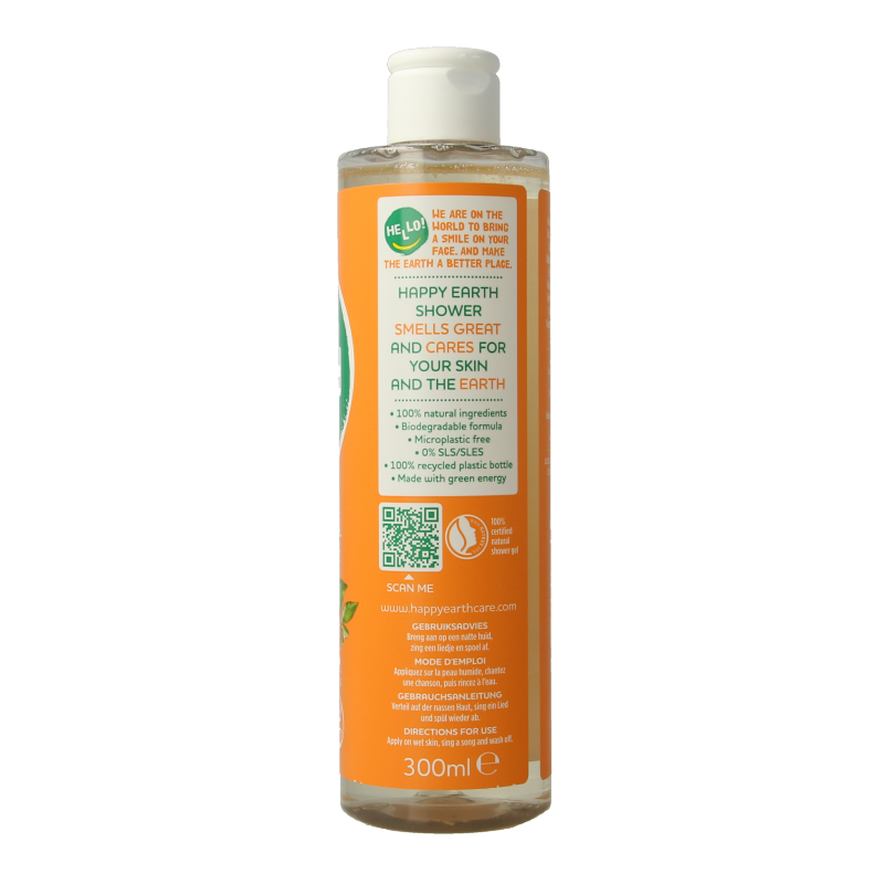 Happy Earth Pure showergel rose petitgrain 300 Milliliter