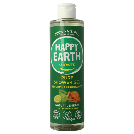 Happy Earth Douchegel bergamot cedarwood 300 Milliliter