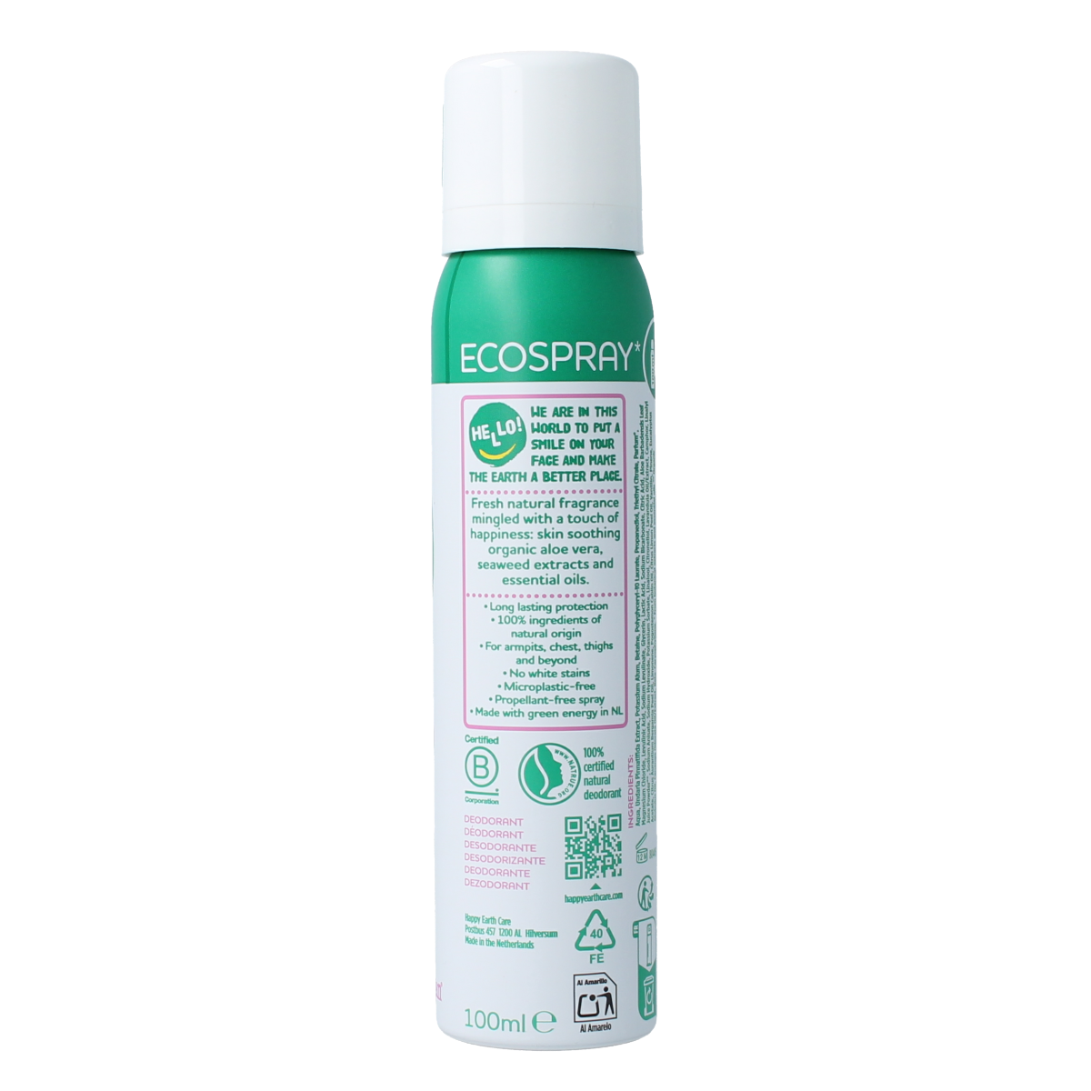 Happy Earth Deodorant bodyspray lavender ylang 100 Milliliter