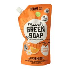 Marcel's Green Soap Afwasmiddel sinaasappel & jasmijn navulling 500.00 Milliliter