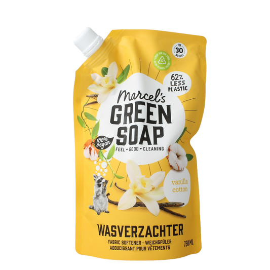 Marcel's Green Soap Wasverzachter vanille & katoen navulling 750 Milliliter