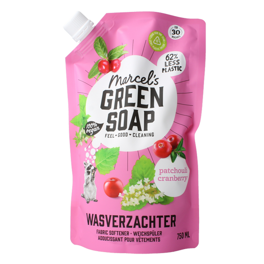 Marcel's Green Soap Wasverzachter patchouli & cranberry navulling 750 Milliliter