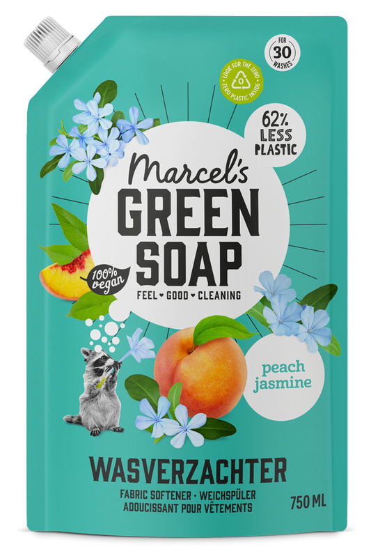 Marcel's Green Soap Wasverzachter perzik & jasmijn navulling 750 Milliliter