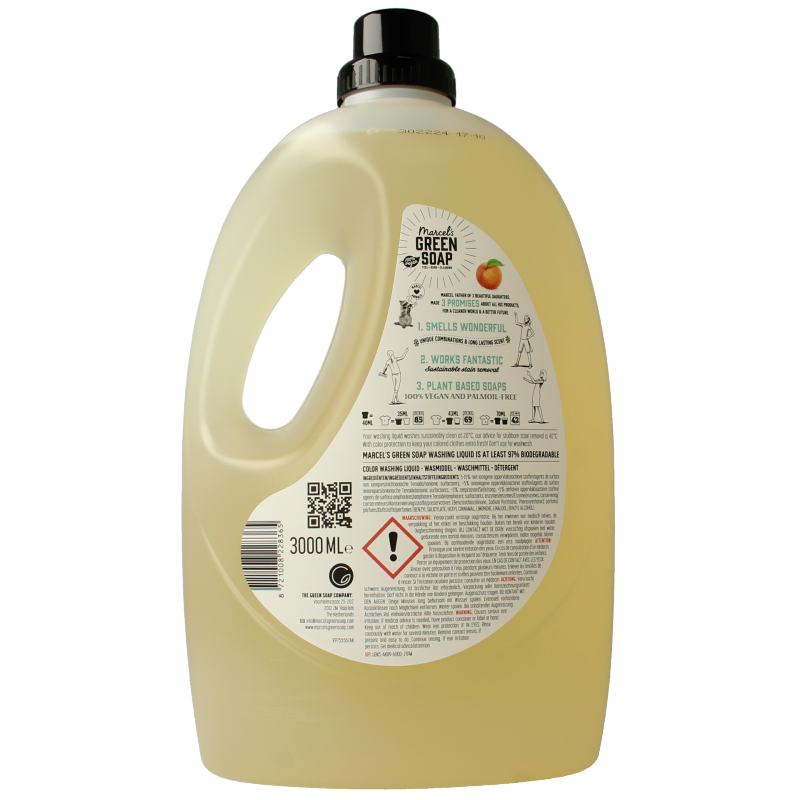 Marcel's Green Soap Wasmiddel kleur perzik & jasmijn 3 Liter
