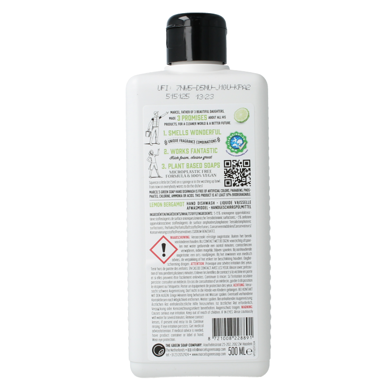 Marcel's Green Soap Afwasmiddel lemon & bergamot 500 Milliliter