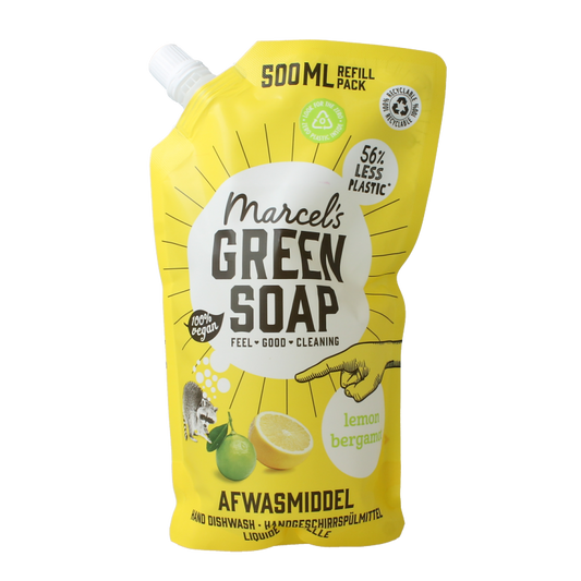 Marcel's Green Soap Afwasmiddel lemon & bergamot navulling 500 Milliliter