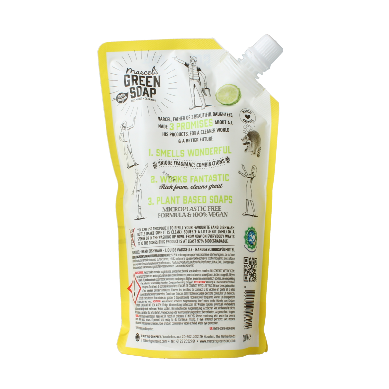 Marcel's Green Soap Afwasmiddel lemon & bergamot navulling 500 Milliliter