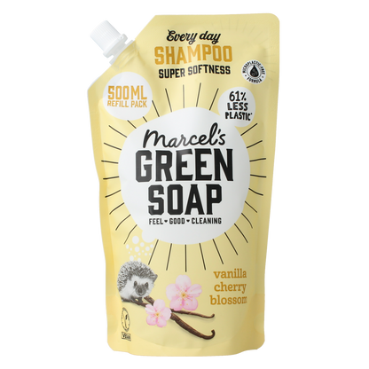 Marcel's Green Soap Shampoo vanille & kersenbloesem navulling 500.00 Milliliter