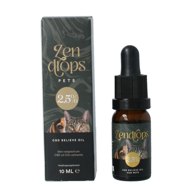 Zendrops CBD relieve oil pets 2.5% 10 Milliliter