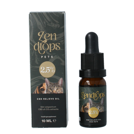 Zendrops CBD relieve oil pets 2.5% 10 Milliliter