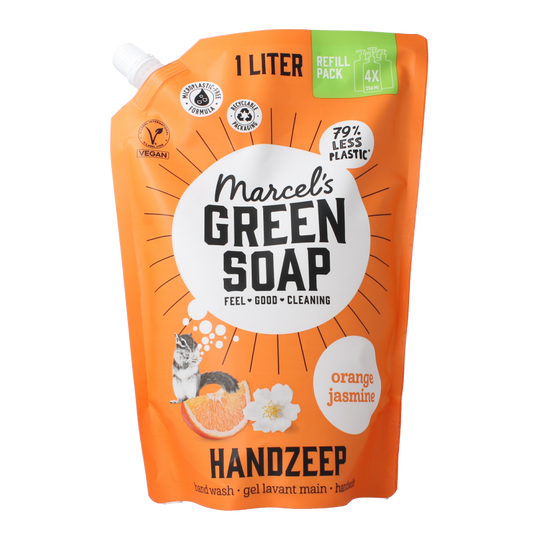 Marcel's Green Soap Handzeep sinaasappel & jasmijn navulling 1000 Milliliter