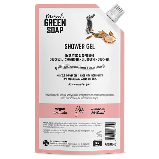 Marcel's Green Soap Shower Gel Argan & Oudh Navulling 500.00 Milliliter