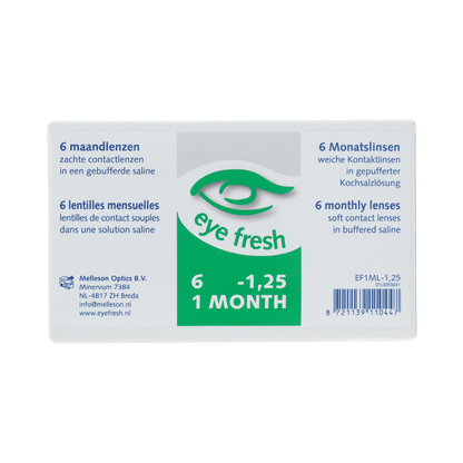 Eyefresh Eye Fresh maandlenzen 6-pack -1.25 6.00 Stuks