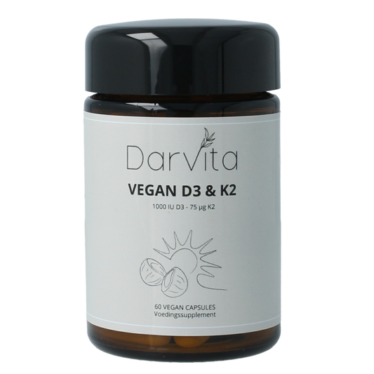 Darvita D3 & K2 1000 IU MCT-poeder (kokos) 60 Vegetarische capsules