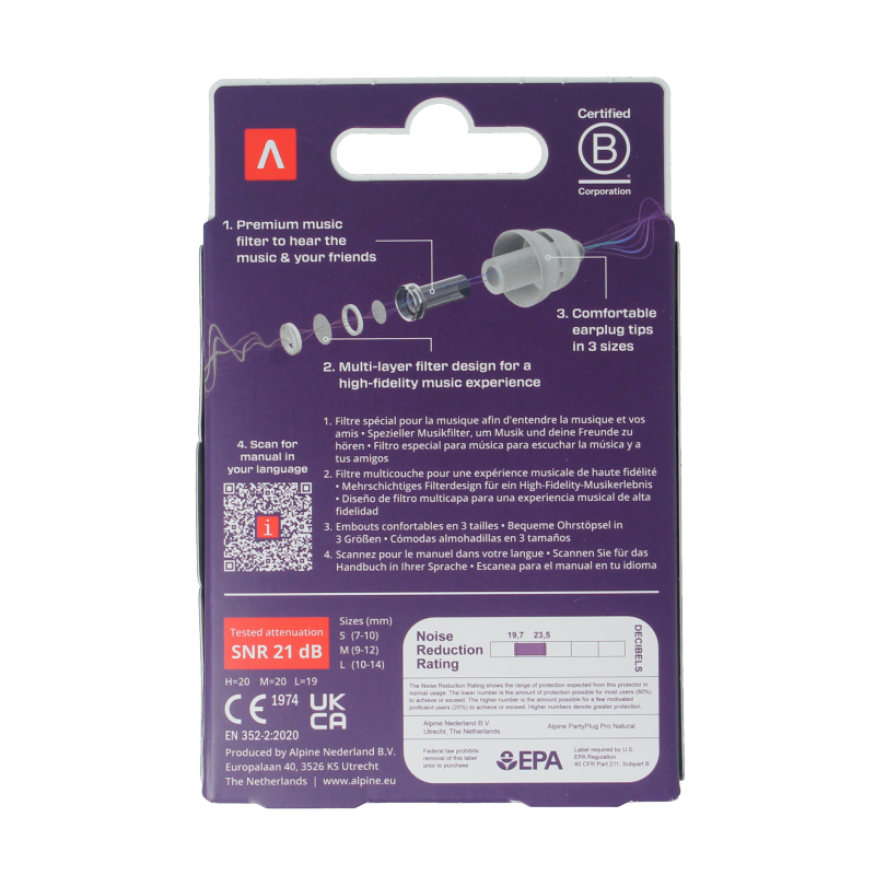 Alpine Partyplug pro transparant 1 Paar