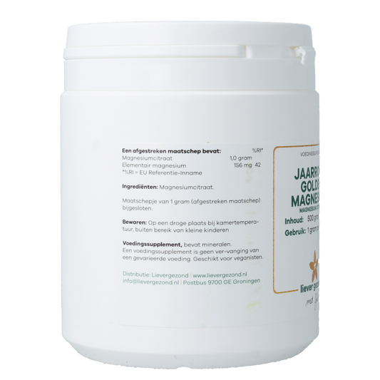 Liever Gezond Golden magnesium poeder jaarrond 500 Gram