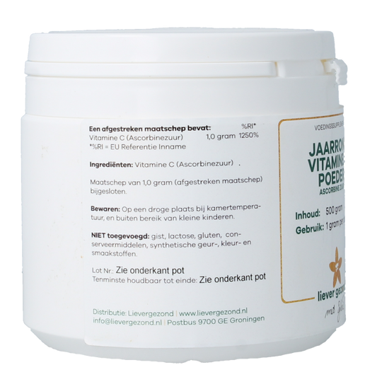 Liever Gezond Vitamine C poeder zuur jaarrond 500 Gram