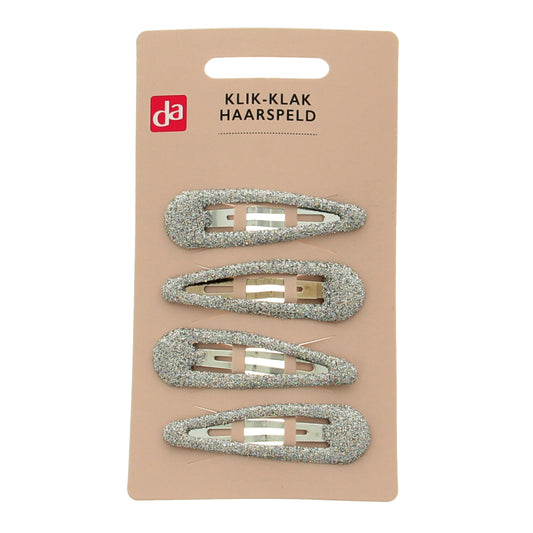 DA Klik-klak haarspeldje glitter 4 Stuks