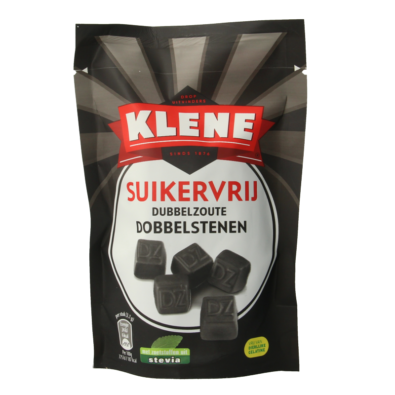 Klene Dubbelzout dobbelstenen suikervrij zakje 110 Gram