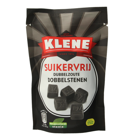 Klene Dubbelzout dobbelstenen suikervrij zakje 110 Gram