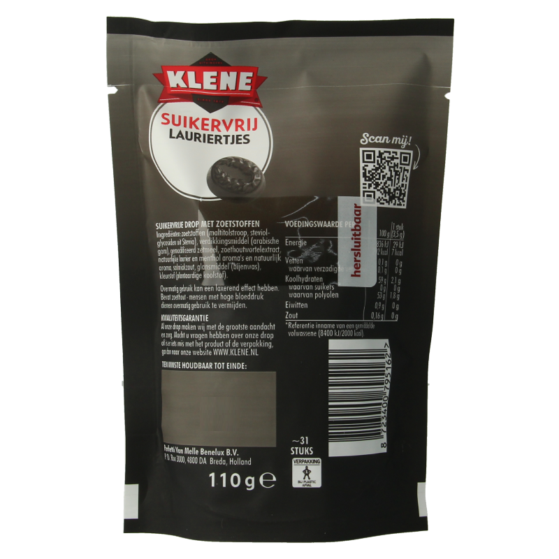 Klene Lauriertjes suikervrij 110 Gram