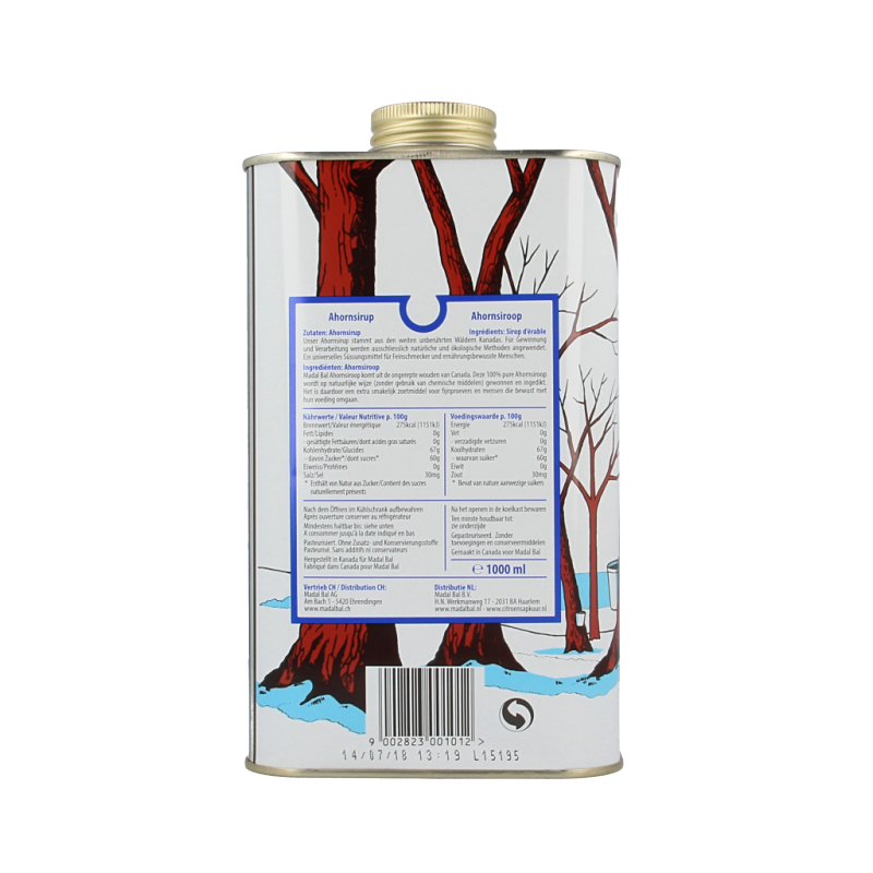 Madal Bal Ahornsiroop C+ bio 1 Liter