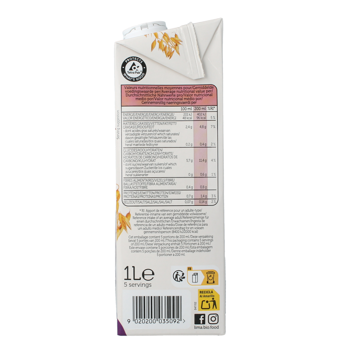 Lima Barista oat sugarfree bio 1.00 Liter