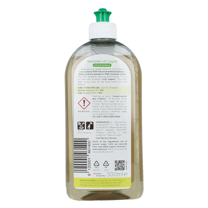 Planet Pure Afwasmiddel lime & verbena 500.00 Milliliter