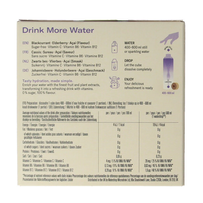 Waterdrop  Microdrink boost blackcurrant bruistabletten 12 Stuks