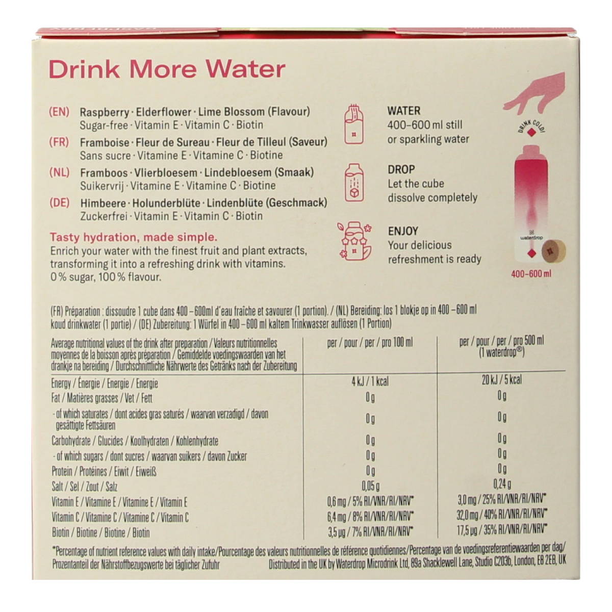 Waterdrop  Microdrink flair raspberry bruistabletten 12.00 Stuks