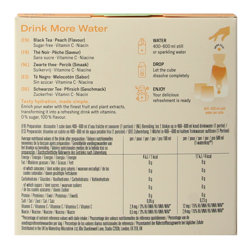 Waterdrop  Microdrink ice tea peach bruistabletten 12 Stuks