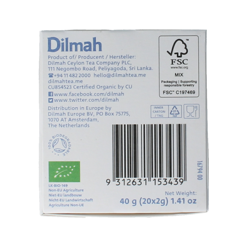 Dilmah Noble earl grey bio 20 Zakjes