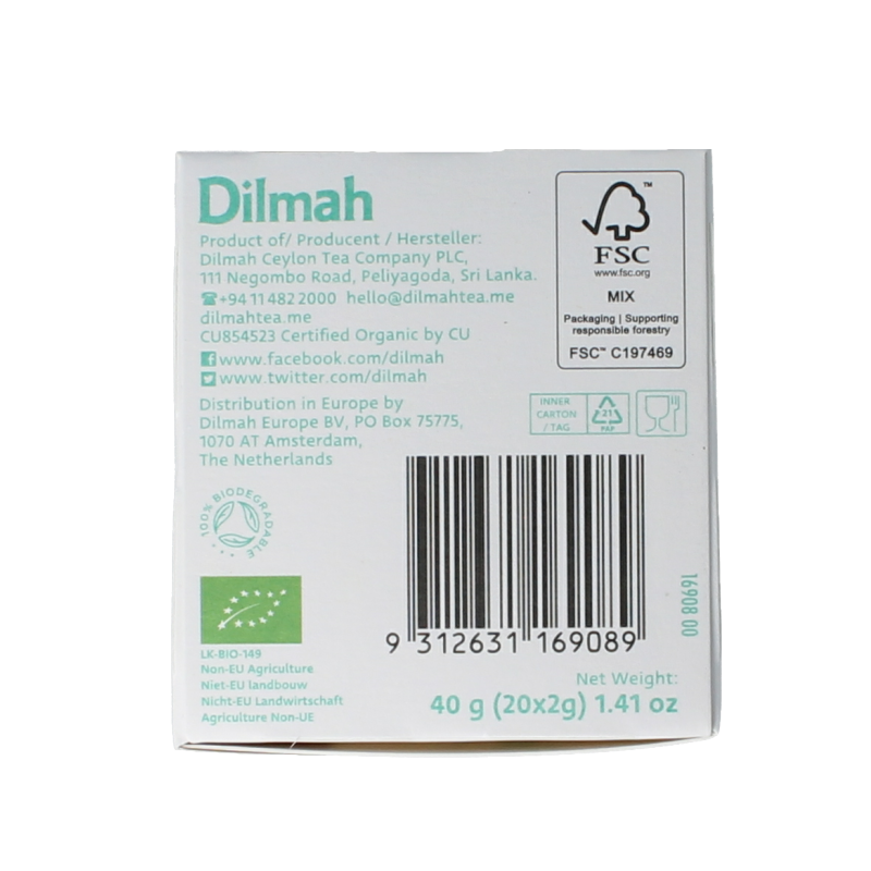 Dilmah Green tea with ginger bio 20 Zakjes