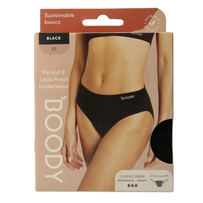 Boody  Menstruatieondergoed bikinislip zwart norm/hevigXS 1 Stuks