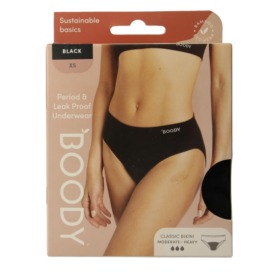 Boody  Menstruatieondergoed bikinislip zwart norm/hevigXS 1 Stuks